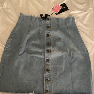 High waist denim button down fashion skirt